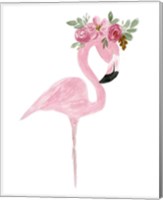 Pink Floral Crown Flamingo Fine Art Print