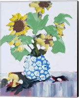 Sunflowers In Decorative Vase Fine Art Print