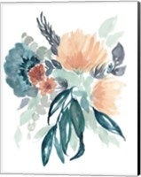 Teal & Peach Bouquet II Fine Art Print