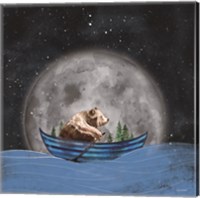 Bear Rowing in the Sea Fine Art Print