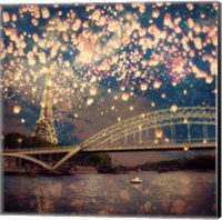 Love Wish Lanterns Over Paris Fine Art Print