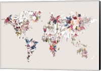 Worldmap Flowers (Light) Fine Art Print