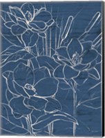 Floral Sketch on Navy II Fine Art Print