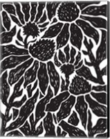 BW Floral Linocut Fine Art Print
