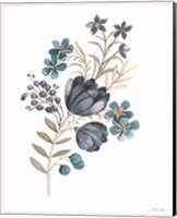 Blue Botanical Mums Fine Art Print