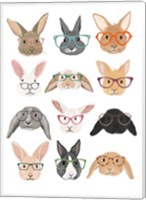 Rabbits in Glasses Fine Art Print