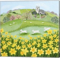 Lambs and Daffodils Fine Art Print