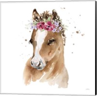 Floral Pony Pink Sq Fine Art Print