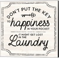 Laundry Art II-Key to Happiness Fine Art Print