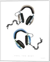 Headphones Love Blue Gray Fine Art Print