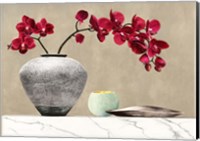 Red Orchids on White Marble (detail) Fine Art Print