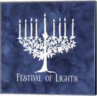 Festival of Lights Blue IV-Menorah Fine Art Print