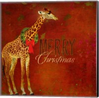 Colorful Christmas II-Giraffe Christmas Fine Art Print