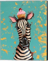 Zebra With Cherry Cupcake Fine Art Print