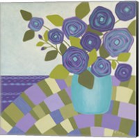 Blue Vase, Purple Flowers Fine Art Print