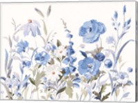 Blue Boho Wildflowers Fine Art Print