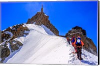 Mountaineers Climbing the Aiguille Du Midi, France Fine Art Print