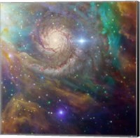 Spiral Galaxy in a Colorful Deep Space Scene Fine Art Print