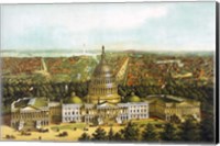 Bird's eye view of Washington DC with the US Capitol up front Fine Art Print