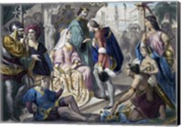 Christopher Columbus Greeted by King Ferdinand and Queen Isabella on his return to Spain Fine Art Print