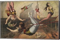 Female Acrobats on Trapezes at Circus Fine Art Print