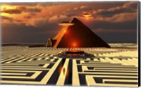 Aliens Visiting An Ancient Egyptian Pyramid Maze Fine Art Print