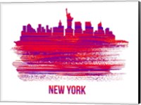 New York Skyline Brush Stroke Red Fine Art Print