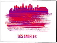 Los Angeles Skyline Brush Stroke Red Fine Art Print