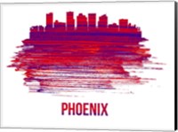 Phoenix Skyline Brush Stroke Red Fine Art Print