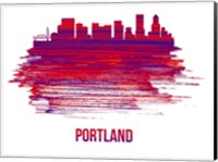 Portland Skyline Brush Stroke Red Fine Art Print