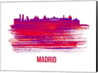Madrid Skyline Brush Stroke Red Fine Art Print