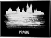 Prague Skyline Brush Stroke White Fine Art Print