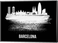 Barcelona Skyline Brush Stroke White Fine Art Print