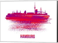 Hamburg Skyline Brush Stroke Red Fine Art Print