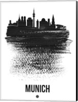 Munich Skyline Brush Stroke Black Fine Art Print