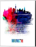 Munich Skyline Brush Stroke Watercolor Fine Art Print