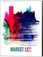 Marseilles Skyline Brush Stroke Watercolor Fine Art Print