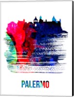 Palermo Skyline Brush Stroke Watercolor Fine Art Print