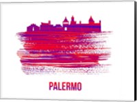 Palermo Skyline Brush Stroke Red Fine Art Print