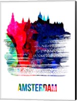 Amsterdam Skyline Brush Stroke Watercolor Fine Art Print