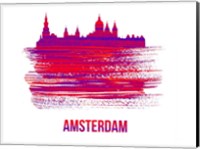 Amsterdam Skyline Brush Stroke Red Fine Art Print