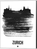 Zurich Skyline Brush Stroke Black Fine Art Print