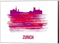Zurich Skyline Brush Stroke Red Fine Art Print