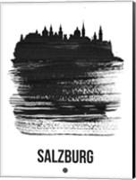 Salzburg Skyline Brush Stroke Black Fine Art Print