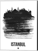 Istanbul Skyline Brush Stroke Black Fine Art Print