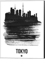 Tokyo Skyline Brush Stroke Black Fine Art Print