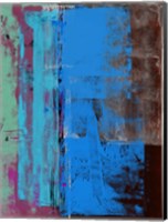 Turquoise Blue and Biege Abstract Composition I Fine Art Print