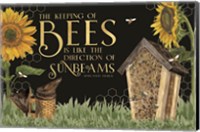 Honey Bees & Flowers Please landscape on black IV-Sunbeams Fine Art Print