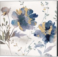 Blue Watercolor Florals Fine Art Print