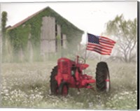 Red Patriotic Tractor Fine Art Print